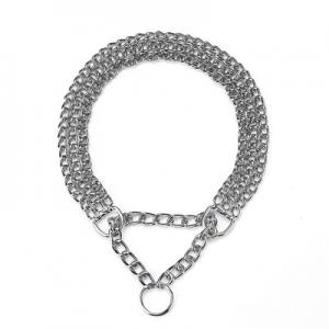 Steel Chain Dog Collar,Flat Closed Tripple Row Choke Chain